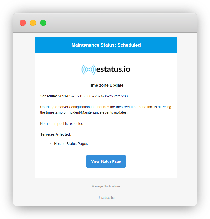 Status Page Email Notifications